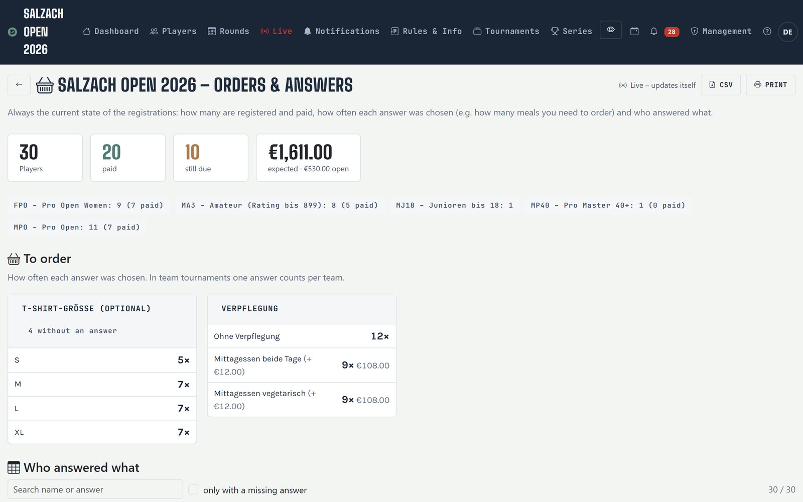 Orders & answers